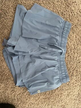 Light Blue Women’s Athletic Shorts with Elastic Waist and Drawstring
